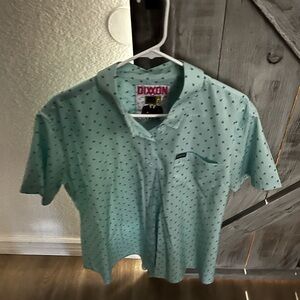 DIXXON Green Button Down Shirt with Short Sleeves